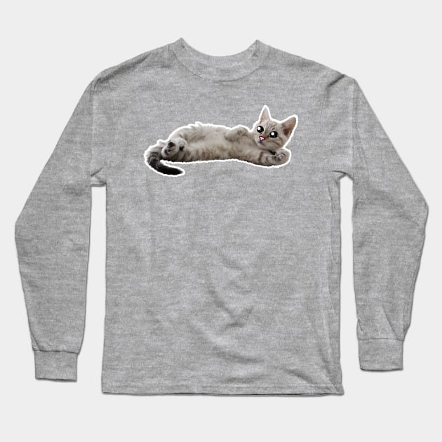 Cute Cat Long Sleeve T-Shirt by dankdesigns